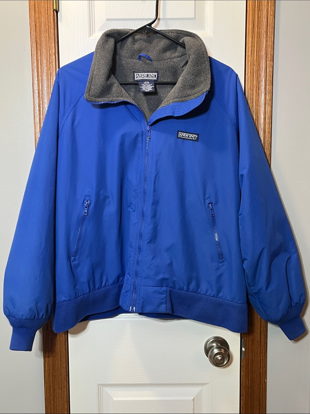 Lands' End Blue Fleece Lined Squall Jacket Vintage 90’s Women's Petite Large